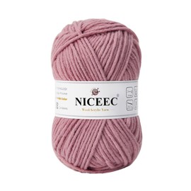 NICEEC 1 Skein Soft Wool-Acrylic Yarn for Knitting Worsted Weight Yarn Quality Yarn for DIY Craft Wool Blend Yarn for Crochet Blanket Yarn(3.53oz,153yds)-Elegance Rose