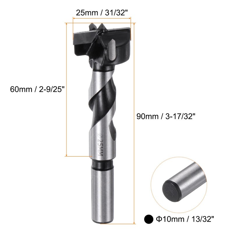 HARFINGTON Forstner Drill Bit 25mm (31/32") Dia 90mm (3-17/32") Long