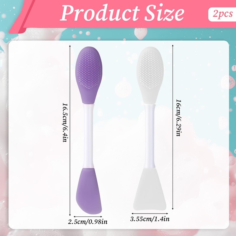 2 Pcs 2 in 1 Double-Sided Facial Scrubber Brush Tool,