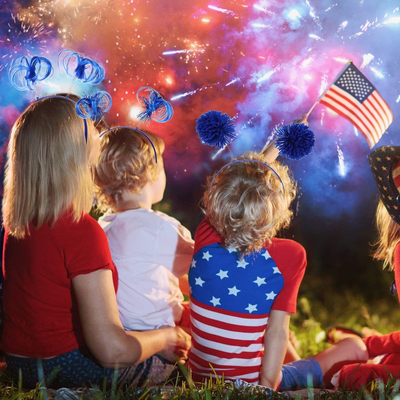 Censen 8 Pcs Pom Pom Headbands Party Headbands Tinsel Wrapped