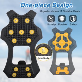 Ice Cleats Snow Traction Cleats Crampons for Shoes and Boots Non-Slip Overshoe for Walking on Snow and Ice Anti Slip 11 Studs Ice Snow Grippers for Men Women, L