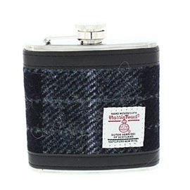 Glen Appin Harris Tweed Hip Flask Gift Boxed (Colour 95 Grey/Black)