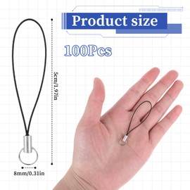 100 Pcs Cell Phone Strap Charm Cords Small Phone Charm Straps Phone Ring Strap, Mobile Lariat Split Ring Strap Charm Cords with Silver Tone Split Ring for Keys Keychain USB Flash Drive Badge