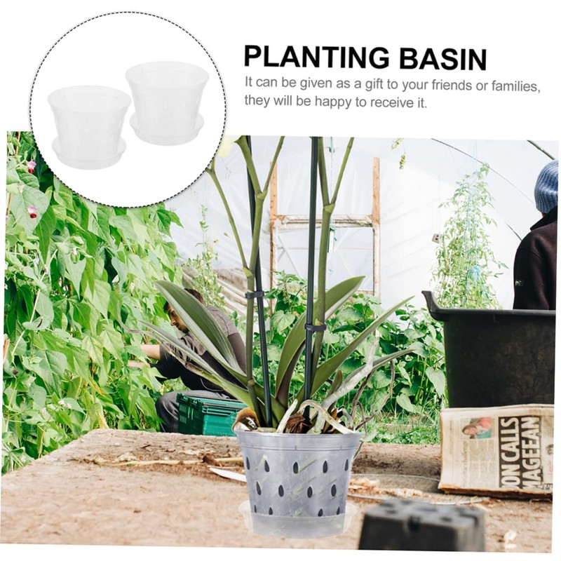 Abaodam 2 Sets Clear Plastic Orchid Pots of Breathable Planters