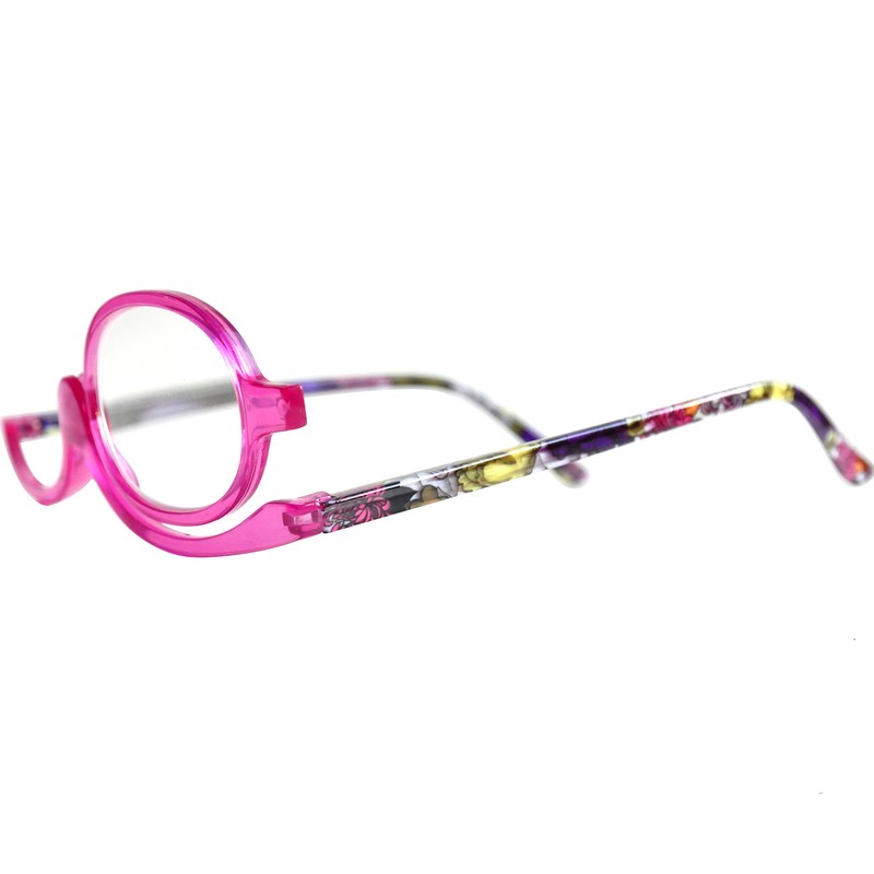 Mini Brille Make-Up Glasses with Flip Lens (Purple), Fashionable Magnifying