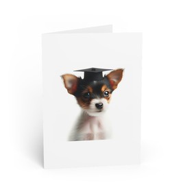 DistinctInk Greeting Card/Note Card - Toy Fox Terrier Puppy Graduation - PACK of 25