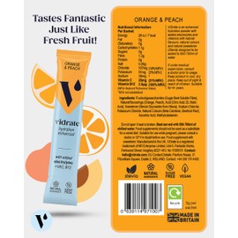 ViDrate Electrolytes Powder - Hydration Sachets Packed with Vitamins - Zero Sugar Rehydration Sachet, No Artificial Sweeteners & Preservatives by ViDrate - Orange & Peach Large Pack, 30 Electrolytes Sachets