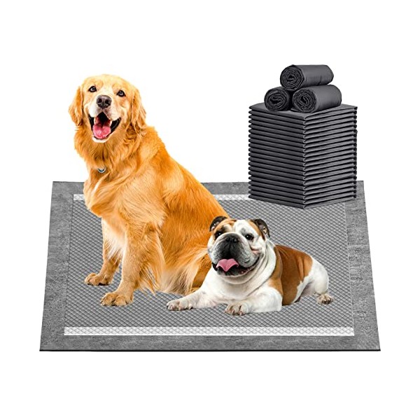 MIZOK Charcoal Activated 30”x36” Jumbo Pee Pads for Dogs, Carbon