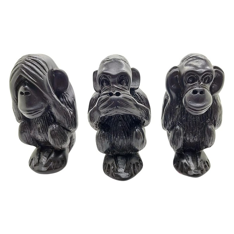 VIE Naturals Three Monkeys Resin Figurine, Large, Multi-Colour, One Size