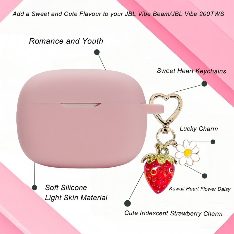 AGAOSH for JBL Vibe Beam/JBL Vibe 200TWS Case Cover,Cute Strawberry