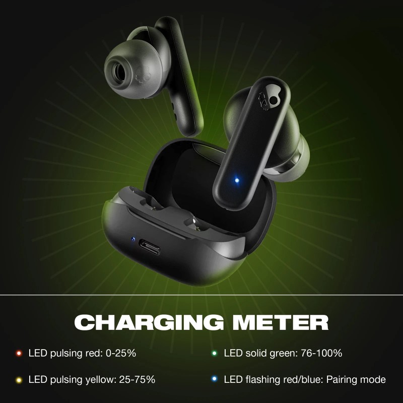 Skullcandy Smokin Buds XT Wireless Earbuds Bluetooth 5.2 Mic Fast