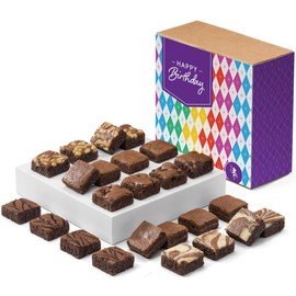 Fairytale Brownies Birthday Magic Morsel 24 Individually Wrapped Gourmet Chocolate Food Gift Basket - 1.5 Inch x 1.5 Inch Bite-Size Brownies - 24 Pieces - Item CB424