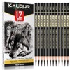 KALOUR Professional Charcoal Pencils Drawing Set -12 Pieces Soft, Medium