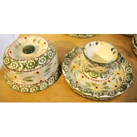 Temptations Painted French Butter Keeper Cup w/ Saucer & Lid  4 available