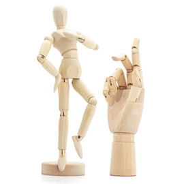 October 1st Drawing Doll Model Doll Wooden Doll Hand Right Hand Mannequin Joint Art Interior Accessory Stand (Set of 2) Drawing Practice Movable Includes: 1 Doll, 1 Hand (Right Hand), 2 Pieces