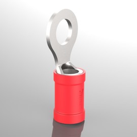 AUPROTEC 50x Ring Connector 0.5-1.5 mm² red AWG 22-16 hole-Ø M8 RV Vinyl semi-insulated Spade Crimp Terminals tinned copper Electrical Connectors