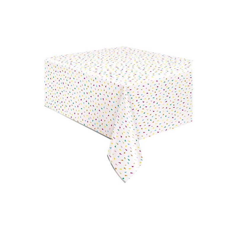 Unique 26193 Plastic Foil Tablecloth-2.13 m x 1.37 m-Bright Triangle