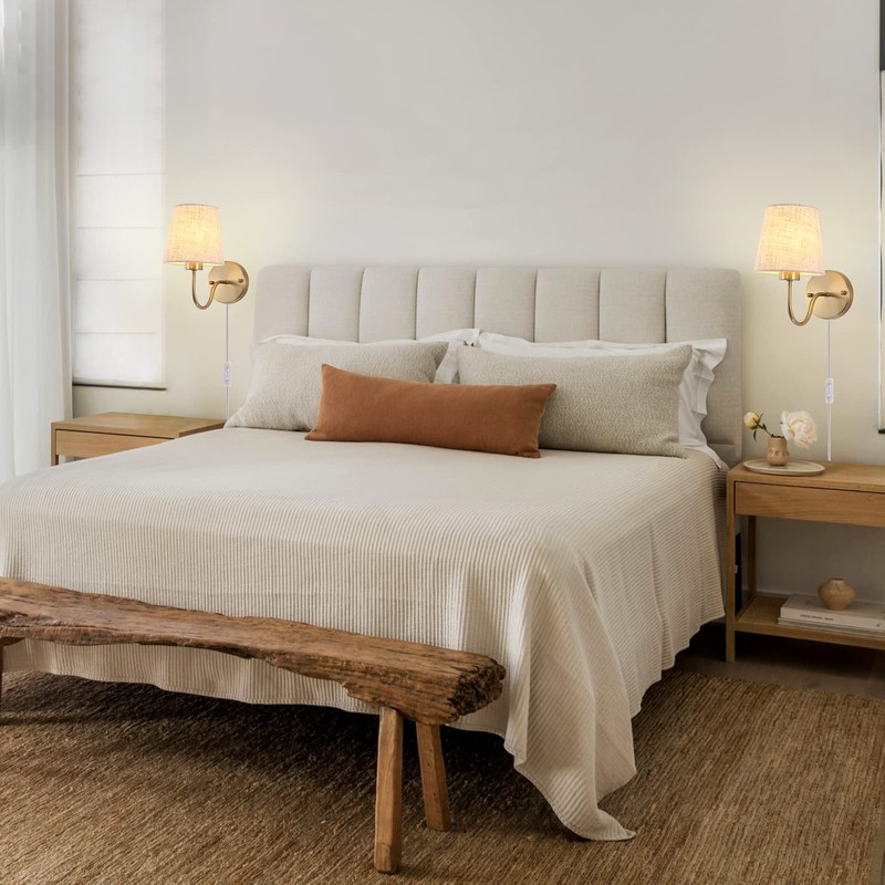 LASENCHOO Plug in Wall Sconces Set of Two, Modern Wall