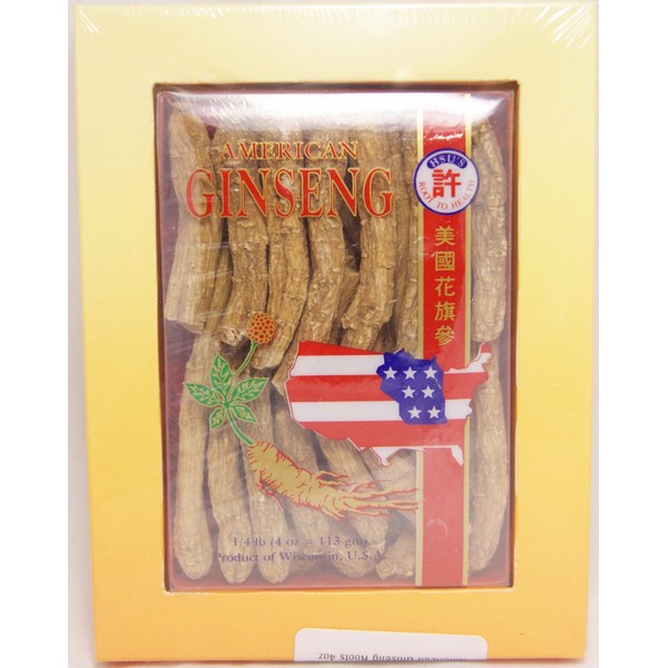 Hsu’s Ginseng SKU 0103-4 | Long Medium-Small | Cultivated Wisconsin American Ginseng direct from Hsu's Ginseng Gardens | 许氏花旗参 | 4oz box of Wisconsin Ginseng Roots, B001EMGWOG