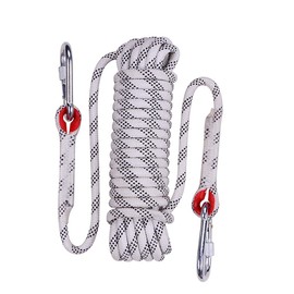 EECCLL 0.4 inch (10 mm) Rope, 32.8 ft (10 m) / 65.6 ft (20 m) / 98.4 ft (30 m / 164.0 ft (50 m), Load Capacity 2,645.5 lbs (1,200 kg), Polyester, Accessory Cord with Carabiner, White, 32.8 ft (10 m)