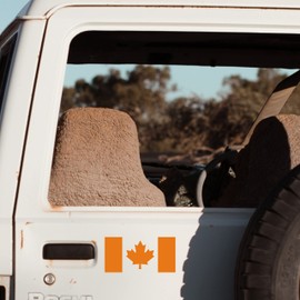 CUSHYSTORE Canada Canadian Flag Maple Leaf National Country Sticker Decal for Laptop Phone Scrapbook, Set of 4 (Orange, 7"x3.5")