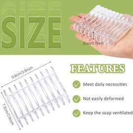 Plastic Bar Soap Holder Soap Tray Soap Saver Bar Dish Self Draining Soap Dishes for Soap Sponge Dryer Bathroom Toilet Shower Kitchen Restaurant Counter(Clear,6 Pieces)