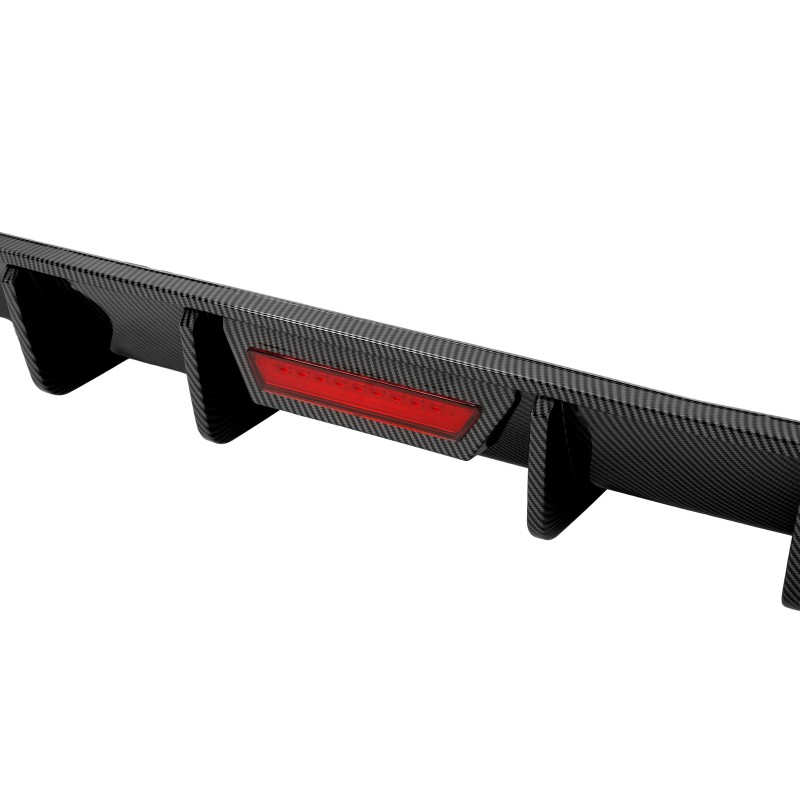 KUAFU Rear Bumper Diffuser Spoiler W/ Led Light Carbon Look