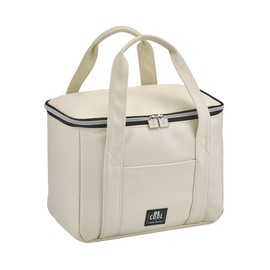 Elegant City Cool Bag in Cream White 28 x 18 x 21 cm, Approx. 10.5 L Volume with Wide Carry Handles for Picnics, School, Excursions, Travel, Cosmetics