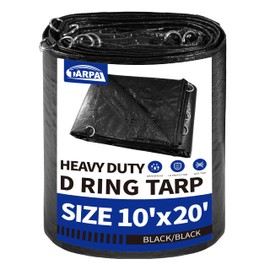 TARPAL Tarp 10x20 Feet Heavy Duty Tarps 14mil D-Ring Waterproof Tarp for Outdoors UV Protection Triangular Sewing Design Reinforced Corners and Edges（Black）