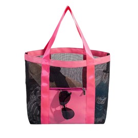 Pool Bag, Mesh Bag, Beach Bag, Tote Bag, Handbag, Large Capacity, Storage for Changing Clothes, Women's, Girls, Boys, Children, Adults, Children, Beach, Swimming, Hot Springs, Bathroom, Sand Play, Business Trips, Travel, Slippers, Cosmetics Case (Rose Pi