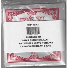 ERNIE BALL THREE PACK OF CUSTOM GAUGE 70 -- 1170 -- (P01170) --.070 NICKEL WOUND ELECTRIC GUITAR STRINGS -- 3 pack of strings