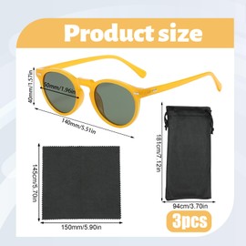 KPSRFG 1Pcs Retro Yellow Tinted Sunglasses with Protection - Lightweight PC Frame Vintage Style Unisex Glasses for Casual & Outdoor Use, Anti-Glare Lenses with Microfiber Cloth & Eyewear Pouch