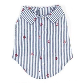 Dog Tee Shirt - Navy Stripe Anchor Dog Shirt Made of 100% Cotton Flannel Pet Party Outfits, Holiday, Cute, Summer, Birthday, Apparel for Small, Medium and Large Dogs-Navy, X Large
