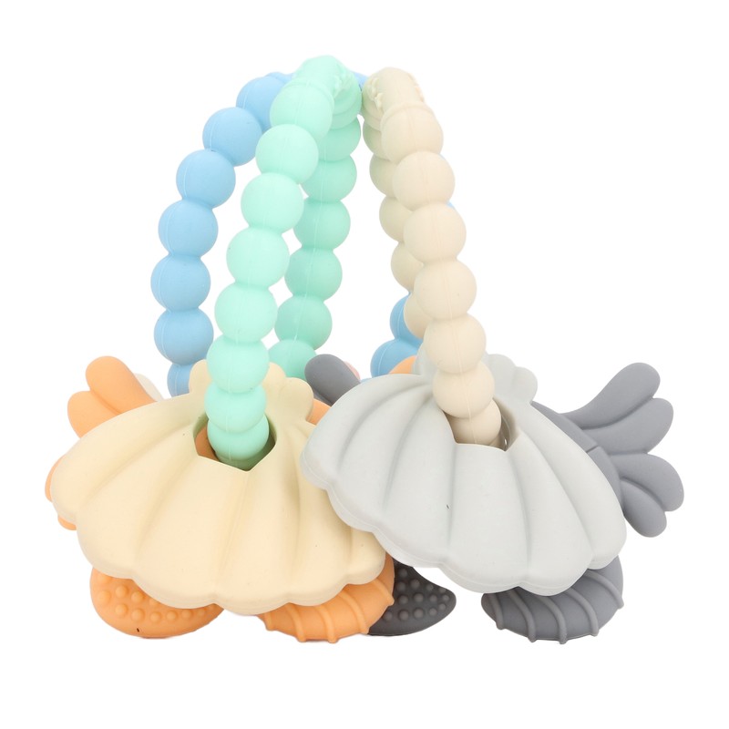 3pcs Silicone Shell Teething Ring Soothes Gum Soreness Crab Shell