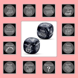 Santa Swap Exchange Dice, 2PCS Food Decision Dices, Stocking Stuffers for Men Mens Sweetest Day Gifts Date Night Dice Games Bridal Shower Gifts for Bride Groom Wedding Anniversary Day Gift for Couples