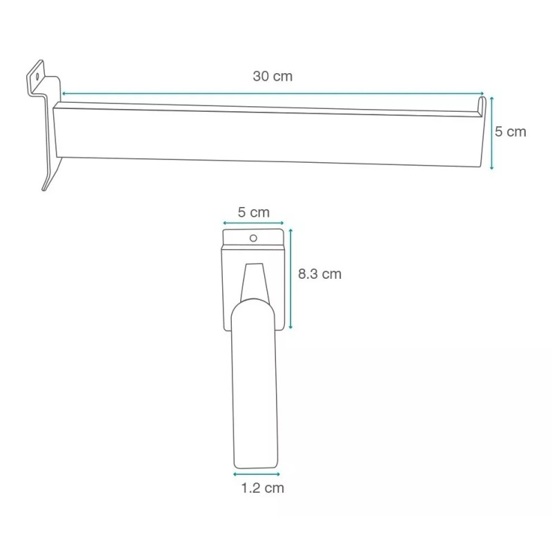 Exhivit Mensula Colgador Recto,panel Ranurado Exhibipanel 30cm 4pz