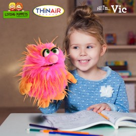 Living Puppets - Hand Puppet - Fine European Design, Ultra-Soft and Cuddly, Promotes Child Development, Safety Certified, Teacher-Recommended for Boys and Girls (Pink & Orange Monster)