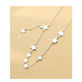 AIKS Women's Casual Chain Simple Choker Necklace, Silver, Star Choker, Star Necklace, Sparkling, Stainless Steel, Hypoallergenic, Fashion Accessory
