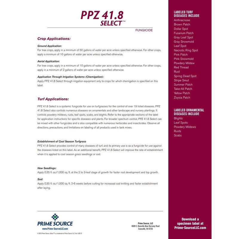 PPZ 41.8 Select, 1 Gallon Propiconazole (Compare to Spectator)