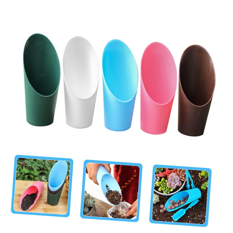 Sosoport 5pcs Ergonomic Potting Scoop Multi-Purpose Garden Tool for Succulent