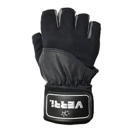 Verri | Guantes para Gimnasio con muñequera para Seguridad y protección de Manos y muñeca en Entrenamiento en Gym, Rutina con Pesas, Negro, G