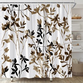 AYDSMYD Brown Black Leaf Shower Curtain for Bathroom,70x70 Inch
