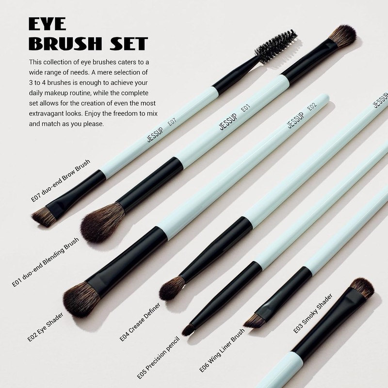 Jessup Set 10 Brochas para Maquillaje Doble Punta para Rostro