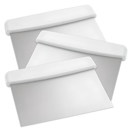 OCS Parts 3-Pack 6" Stainless Steel Dough Cutter and Bench Scraper | White Handle | Cutter for Pizza Dough, Bread, and Pastry Dough | Multipurpose Kitchen Utensil
