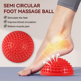Bola de masaje de pies, media vuelta de PVC puntiagudos Wakers de pie terapia de equilibrio domo para Yoga Fitness Ejercicio Gimnasio(rojo)