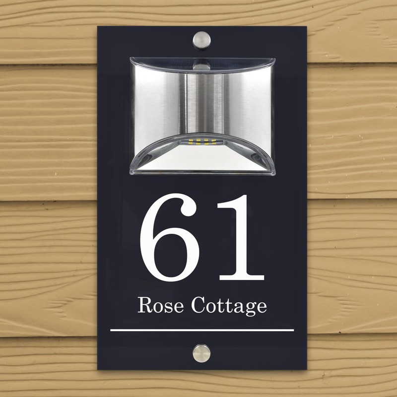 Custom Signs Solar Illuminated Modern Anthracite House Number Sign 24cm