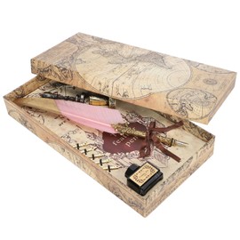 Feather Pen Set Gold Head Dipped Water Vintage Writing Tool Retro Calligraphy GiftLight Pink
