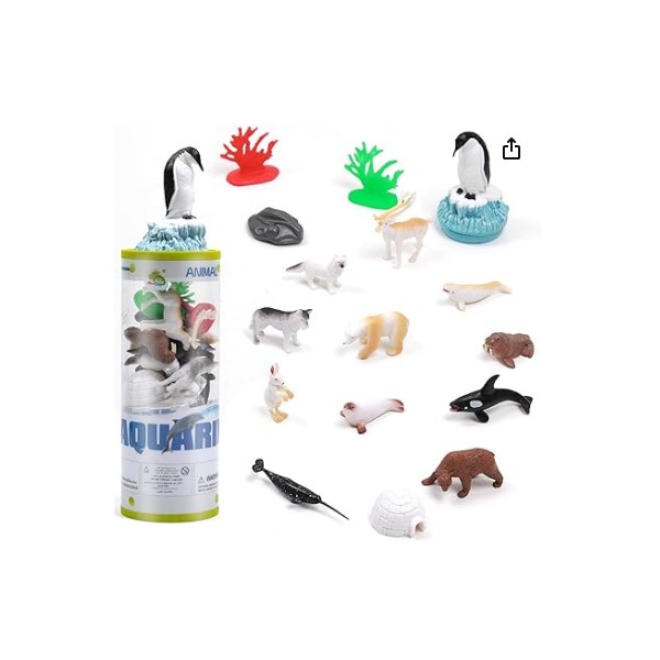 UNIQUE KIDS Mini Arctic Animals Figurine Creatures in Tube 15