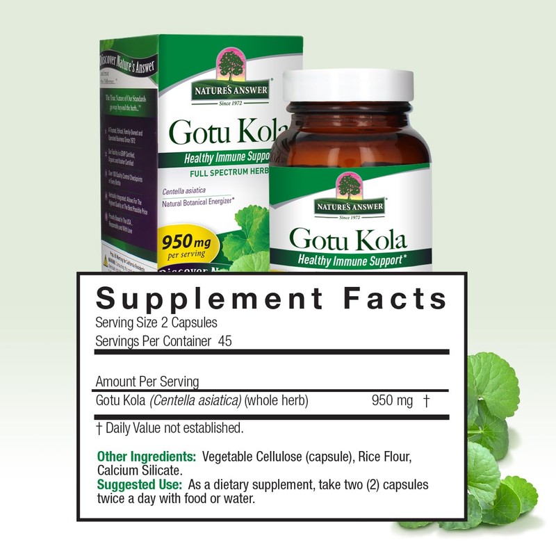 Nature's Answer Gotu-Kola Herb Vegetarian Capsules, 90-Count