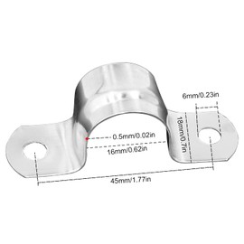 U-pipe clamps, stainless steel pipe clamps, connecting ring, hose clamp for attaching the holder of water pipe, gas pipe, 40 pieces (16 mm, 40 pieces)